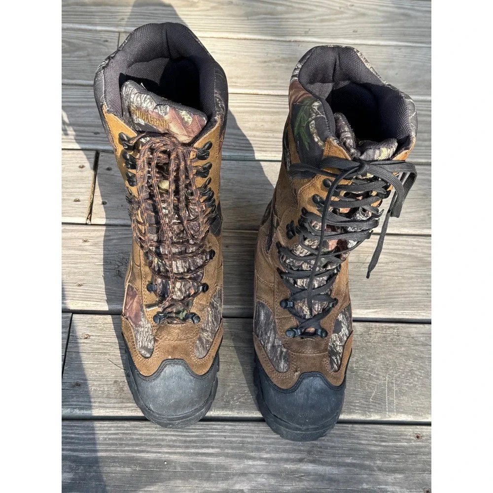 Guide Gear Mens 10M Hunting Boots 1400g Thinsulate Camo Leather Green  Brown
